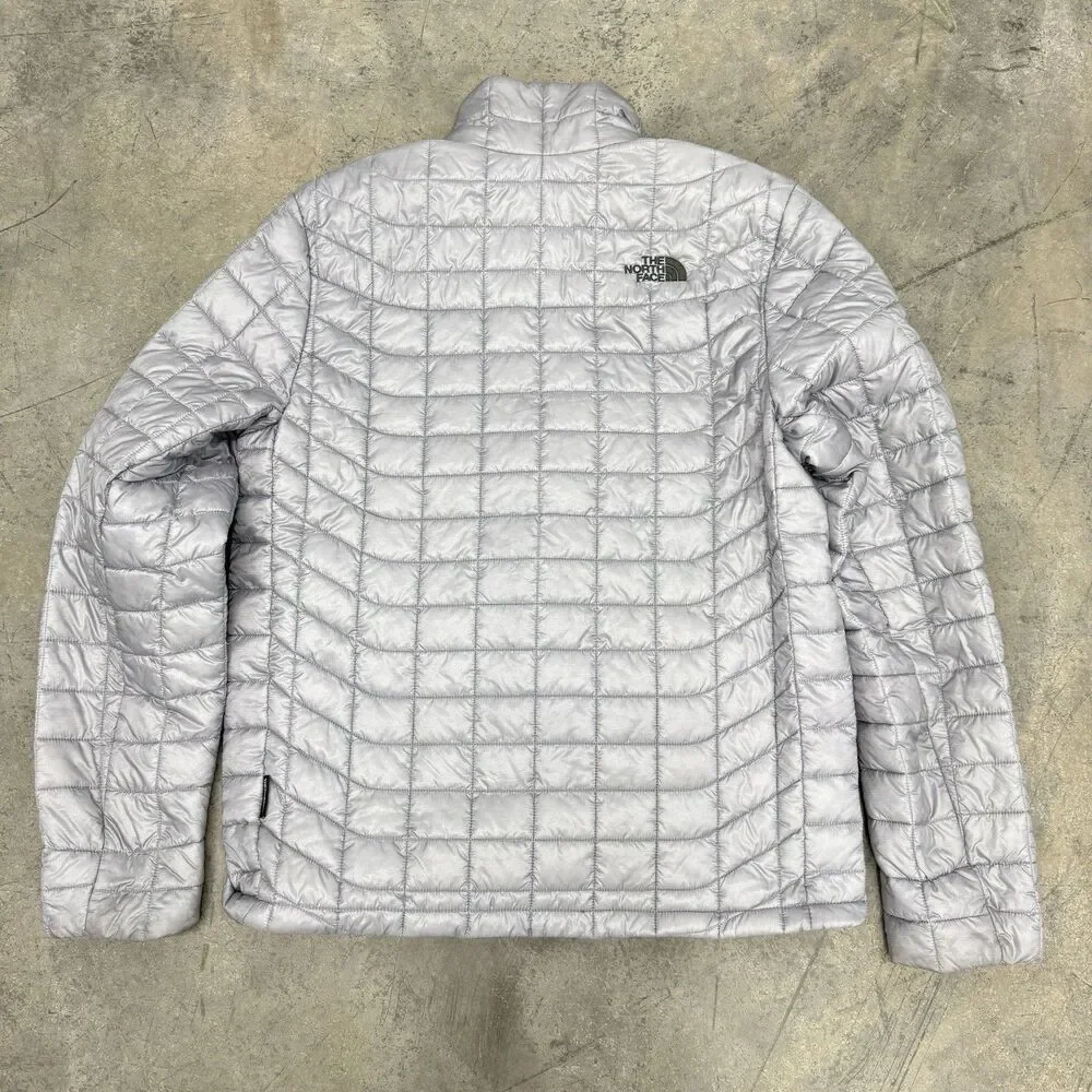 North Face ThermoBall Jacket Mens Medium Gray Full Zip Lightweight -Company Logo